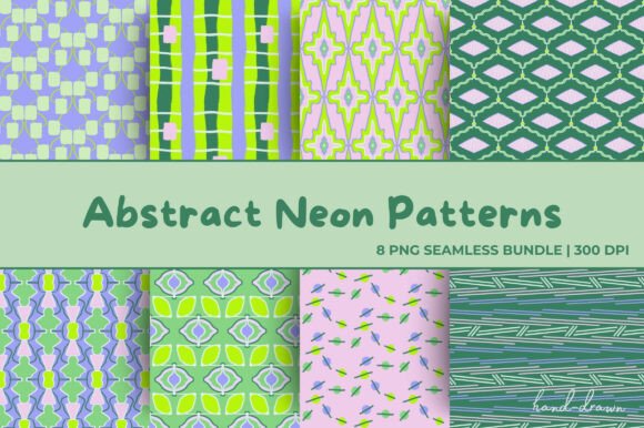 Abstract Neon Seamless Patterns 8 PNGs: A Versatile Design Resource