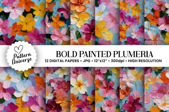 Bold Painted Plumeria Flowers Patterns