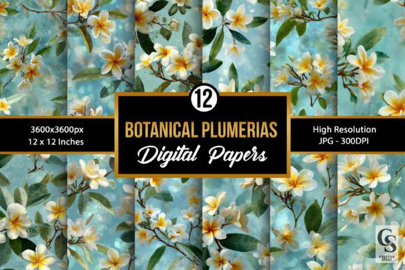 Botanical Plumeria Flowers Patterns