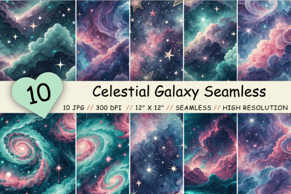Celestial Galaxy Seamless Patterns for Creative Projects