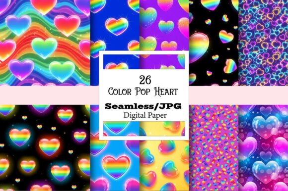 Color Pop Heart Seamless Patterns: A Versatile Creative Resource