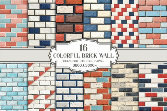 Colorful Brick Wall Seamless Patterns