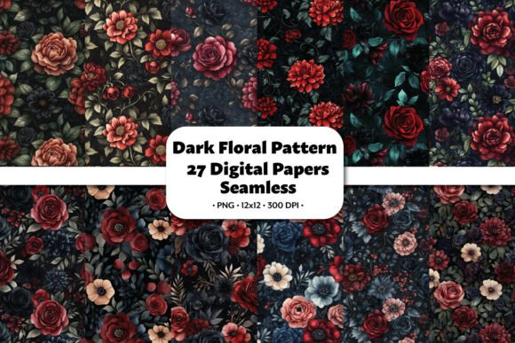 Dark Floral 27 Seamless Patterns for Stylish Design Projects