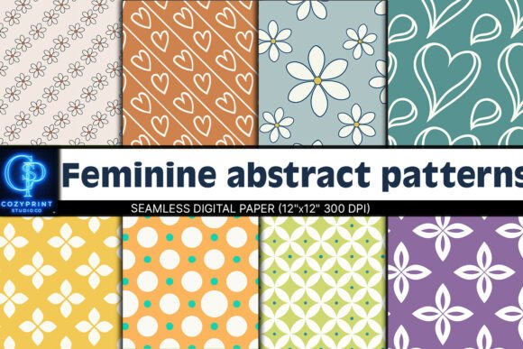 Feminine Abstract Patterns Digital Paper: A Versatile Resource for Creative Professionals