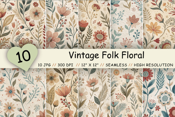 Folk Floral Seamless Patterns on Vintage: A Strategic Design Resource for Creative Professionals