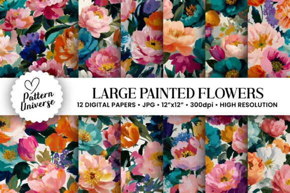 Large Painted Flowers Patterns