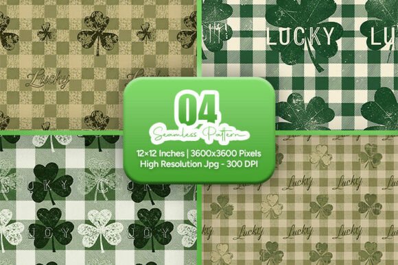 Lucky Clover Plaid Seamless Patterns