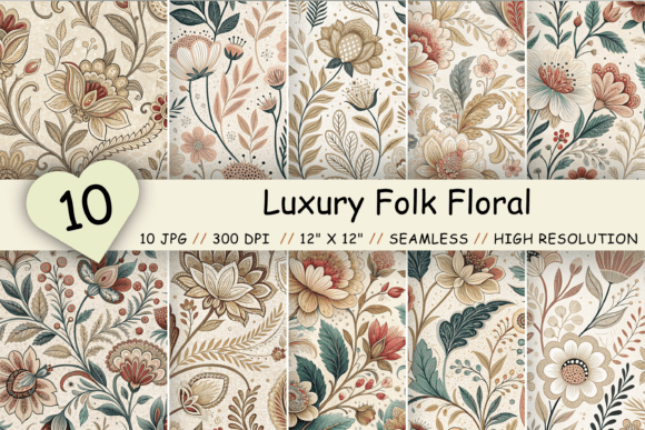 Luxury Folk Floral Seamless Patterns: A Strategic Design Asset for Creative Professionals