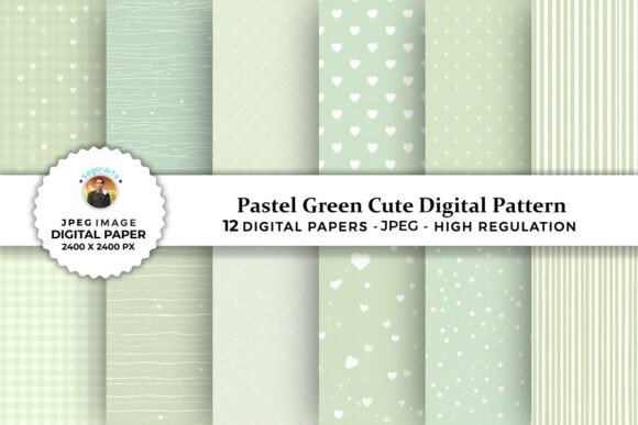 Pastel Green Cute Digital Patterns