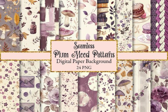 Plum Mood Seamless Patterns: A Versatile Digital Resource for Creative Projects