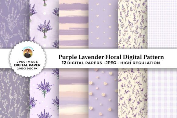 Purple Lavender Floral Digital Patterns