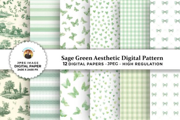 Sage Green Aesthetic Digital Patterns for Creative Projects