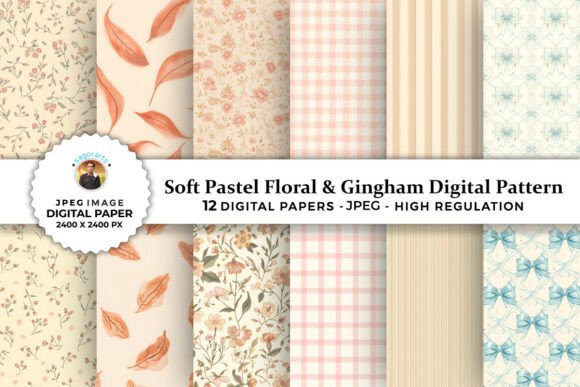 Soft Pastel Floral Gingham Patterns