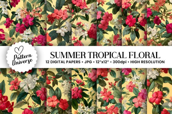 Summer Tropical Lemon Floral Patterns