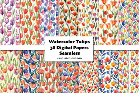 Tulips - 36 Seamless Patterns for Creative Workflows