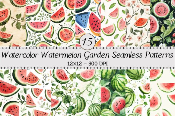 Watermelon Garden Seamless Patterns: A Versatile Design for Creative Projects